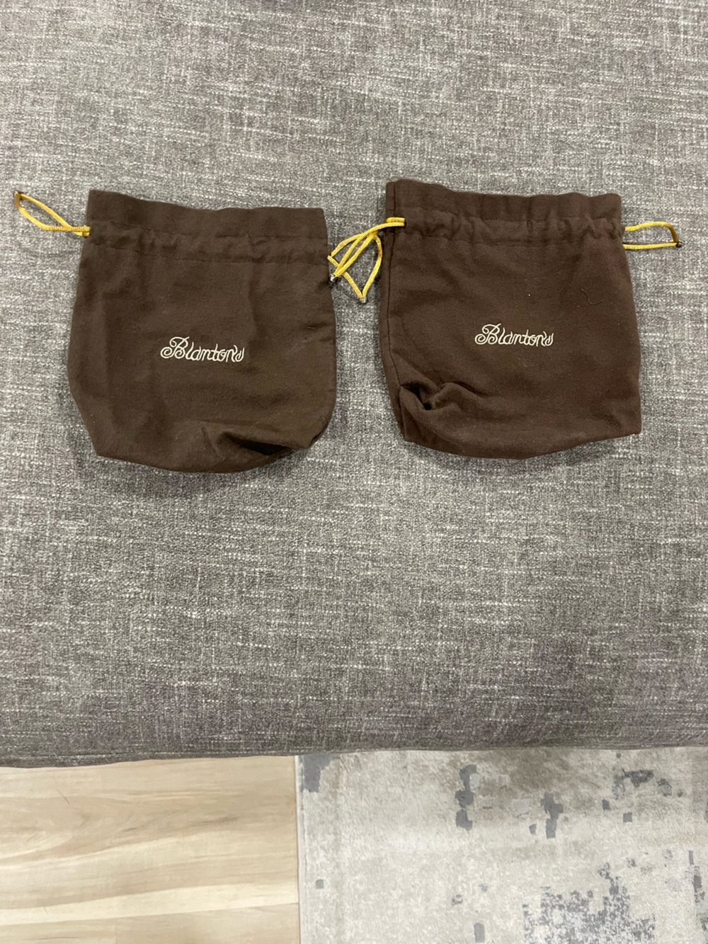 Blantons bourbon Brown Drawstring Pouches with Yellow Cords